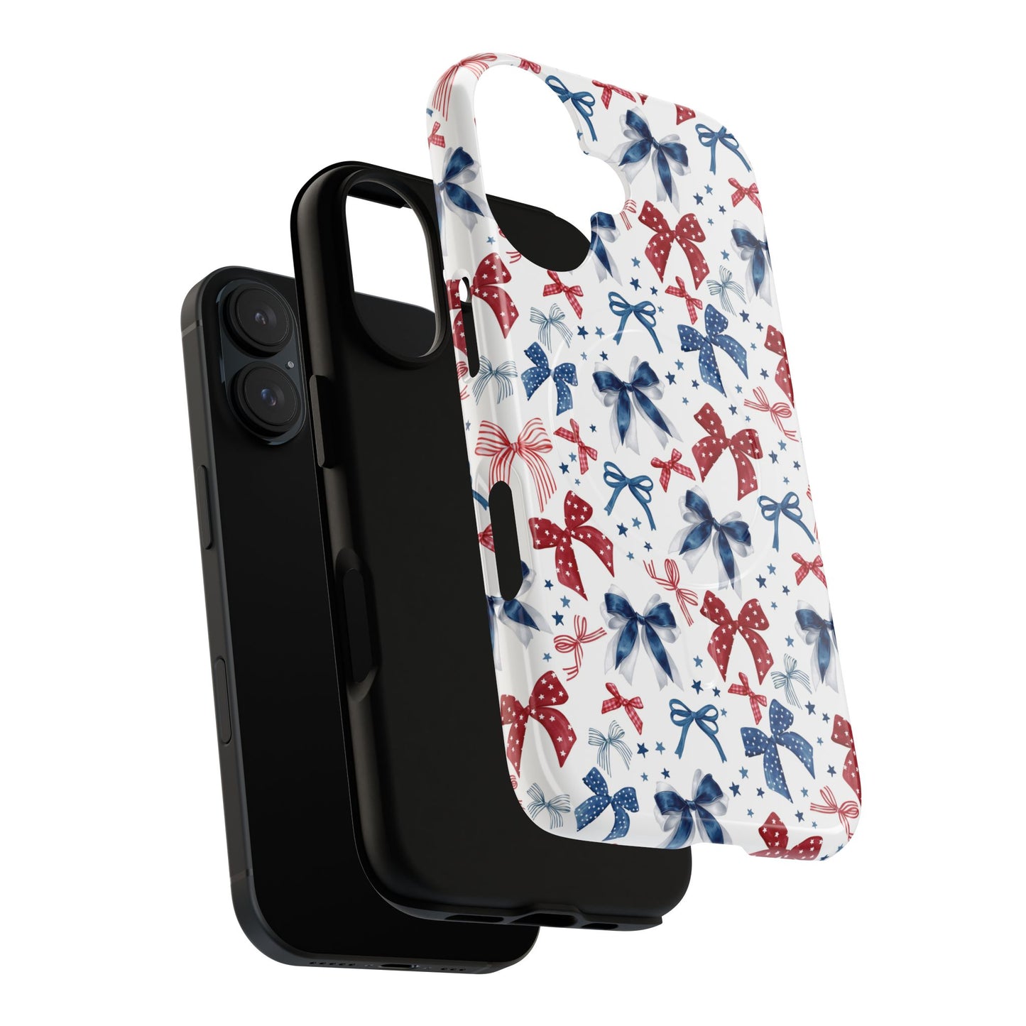 Patriotic Coquette Tough iPhone Magnetic Case, Stylish Gift for Her, Summer Celebrations, Cute Bow Design