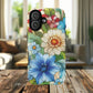 Botanical Radiance Tough iPhone Magnetic Case, Customizable Durable iPhone Cover | Ideal Gift for Nature Lovers, Floral Stained Glass Gift