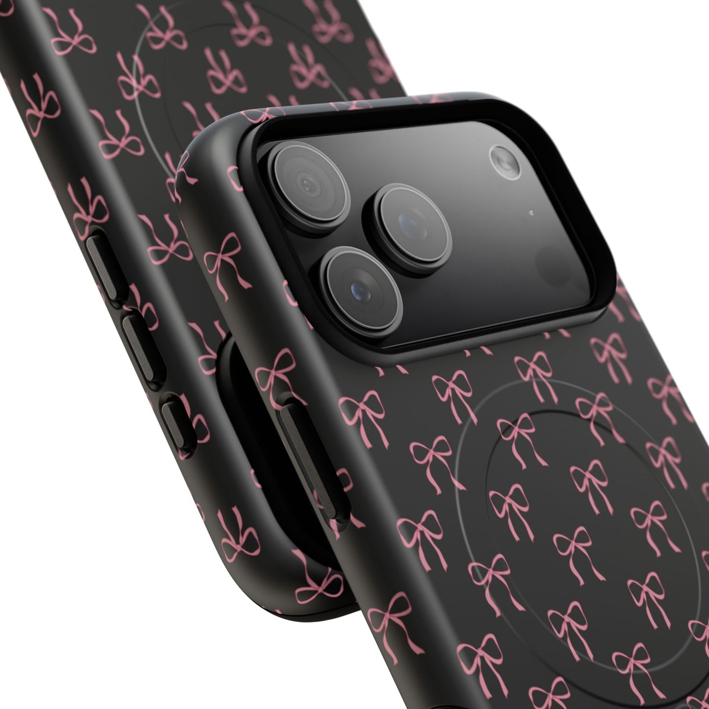 Coquette Chic Bow-Patterned Tough Magnetic iPhone Case, Stylish Gift for Her, Protective iPhone Cover, Trendy Accessory, iPhone Birthday Gift, Fashionable Tech