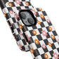 Groovy Checkered Bloom iPhone Case, Tough Magnetic Cases for Women, Stylish iPhone Cover, Trendy Floral Print, Gift for Her, Everyday Accessories