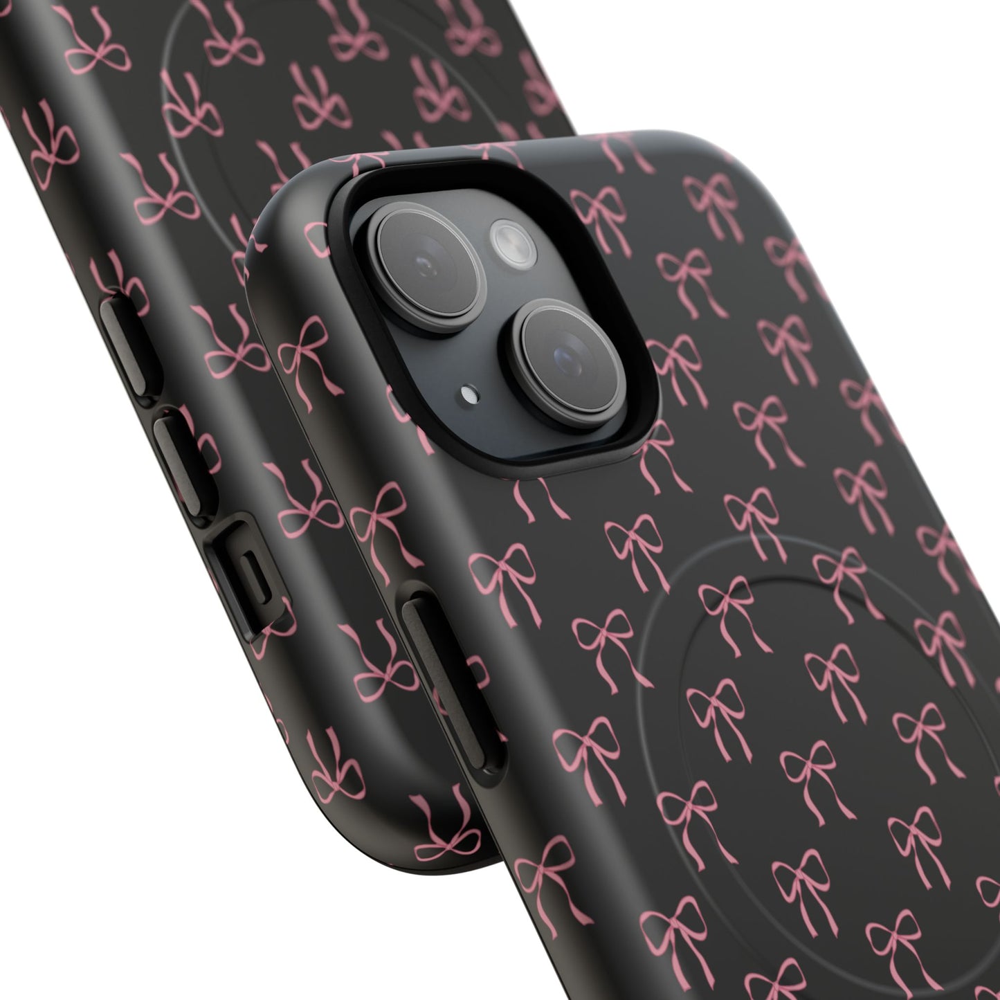 Coquette Chic Bow-Patterned Tough Magnetic iPhone Case, Stylish Gift for Her, Protective iPhone Cover, Trendy Accessory, iPhone Birthday Gift, Fashionable Tech