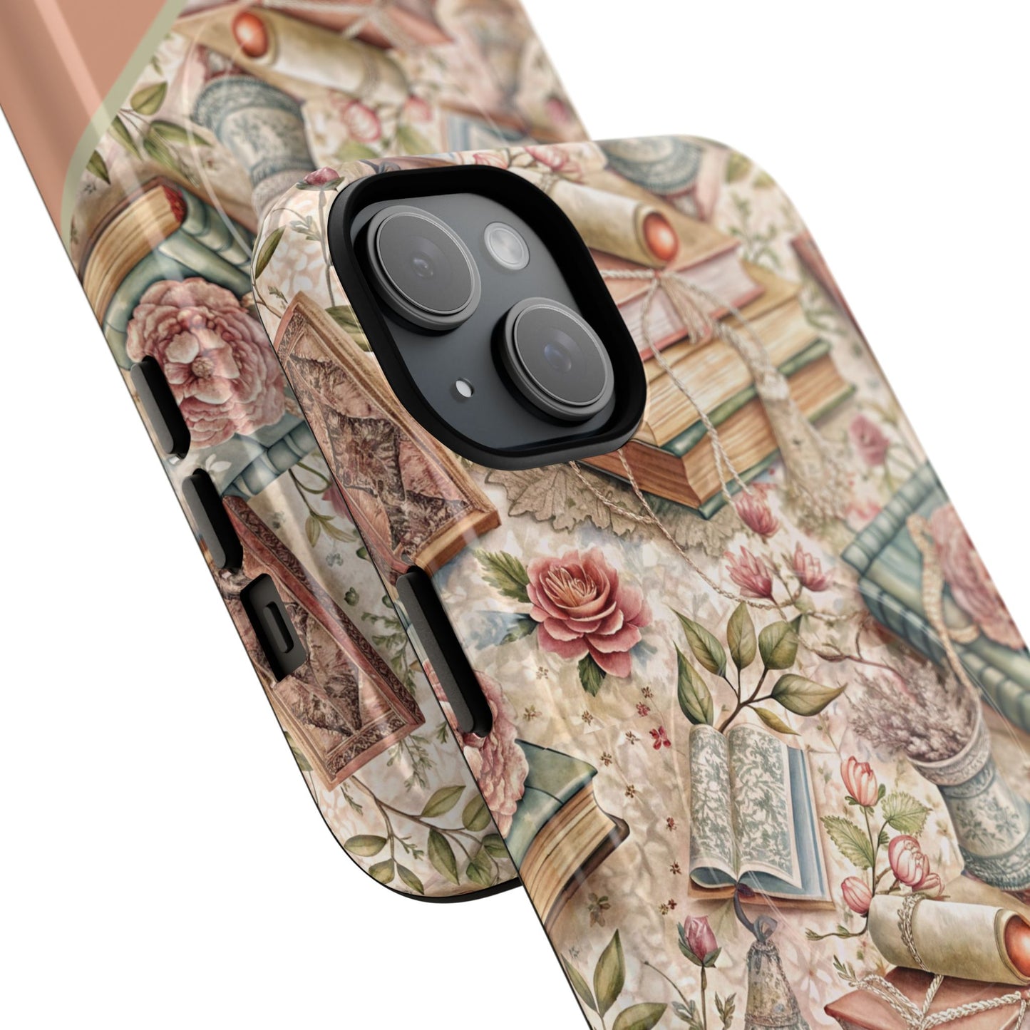 Persoonalized Vintage Book Lover's Tough Magnetic iPhone Case, Literary Gifts, Floral Design, Bookish Aesthetic, Unique Gift for Readers, Protective Case