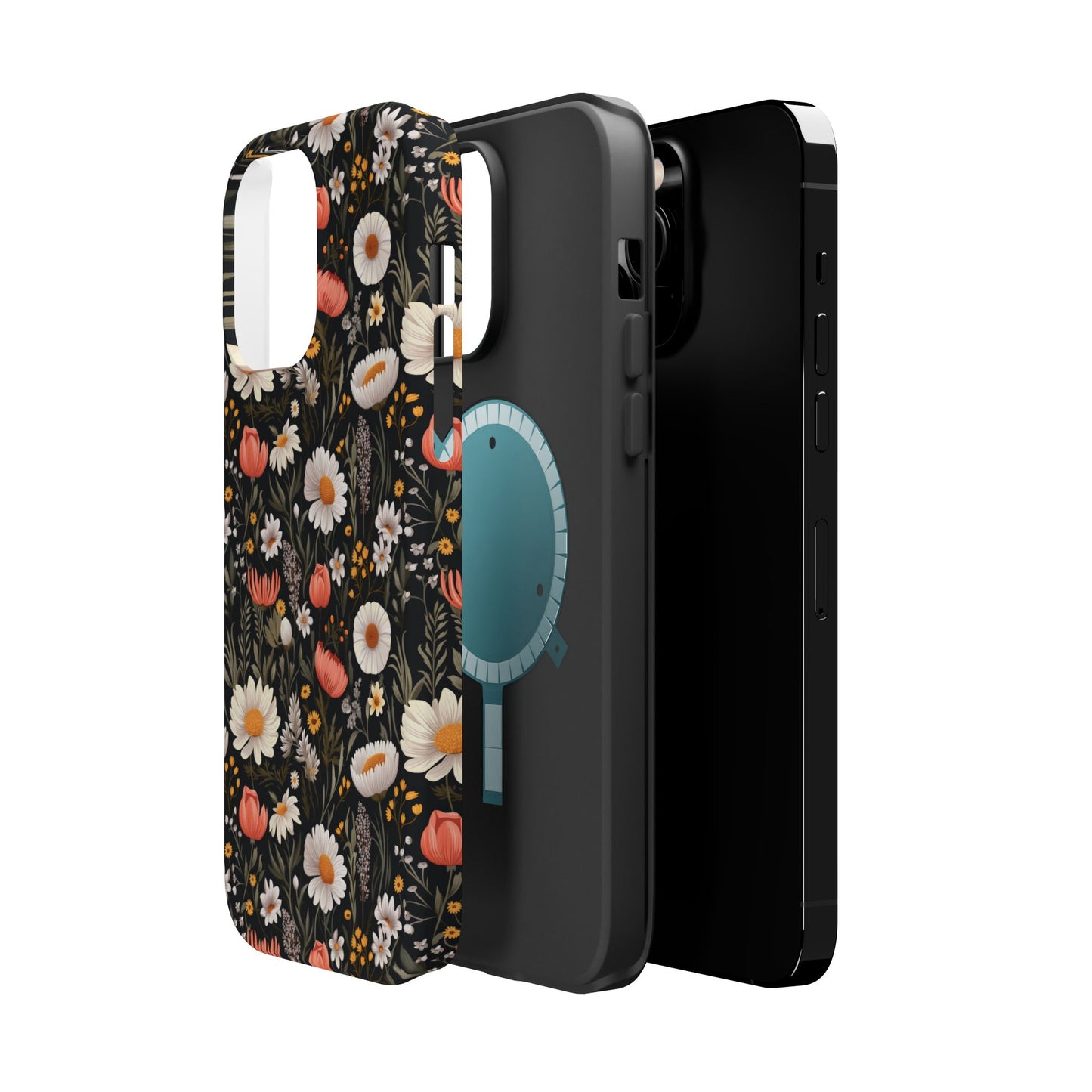 Blossom Elegance: Noir Garden Magnetic Tough iPhone Cases