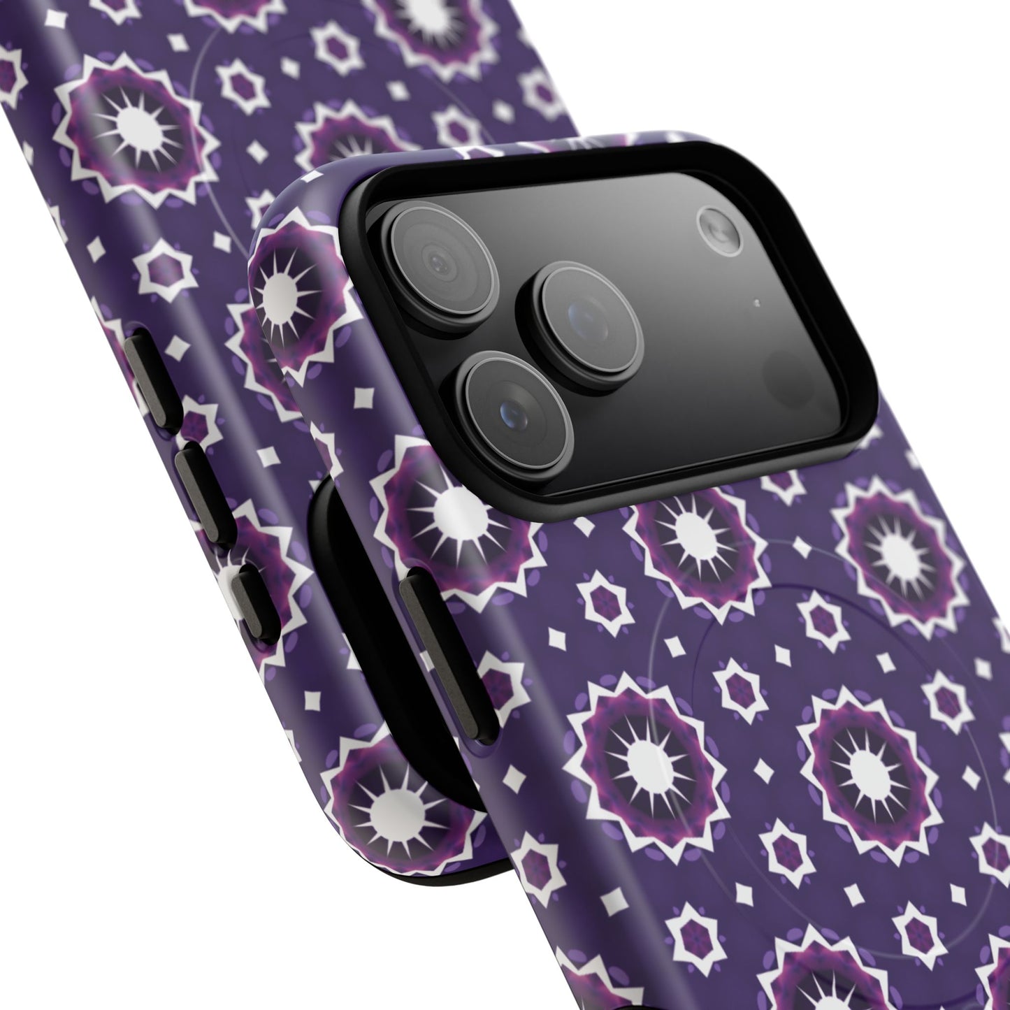 Violet Nova Bloom Stylish Tough Magnetic iPhone Case, Purple Floral iPhone Cover, Durable Cell iPhone Protector, Gift for Her, Mother's Gift