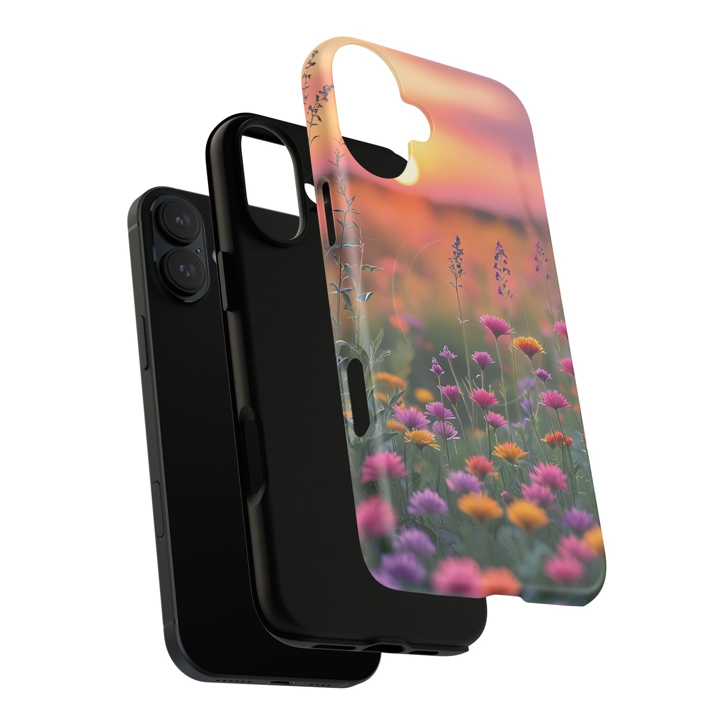 Floral Sunset Phone Case, Tough Magnetic Cases for iPhone, Nature Lover Gift, Durable Protection, Eco-Friendly Phone Accessory