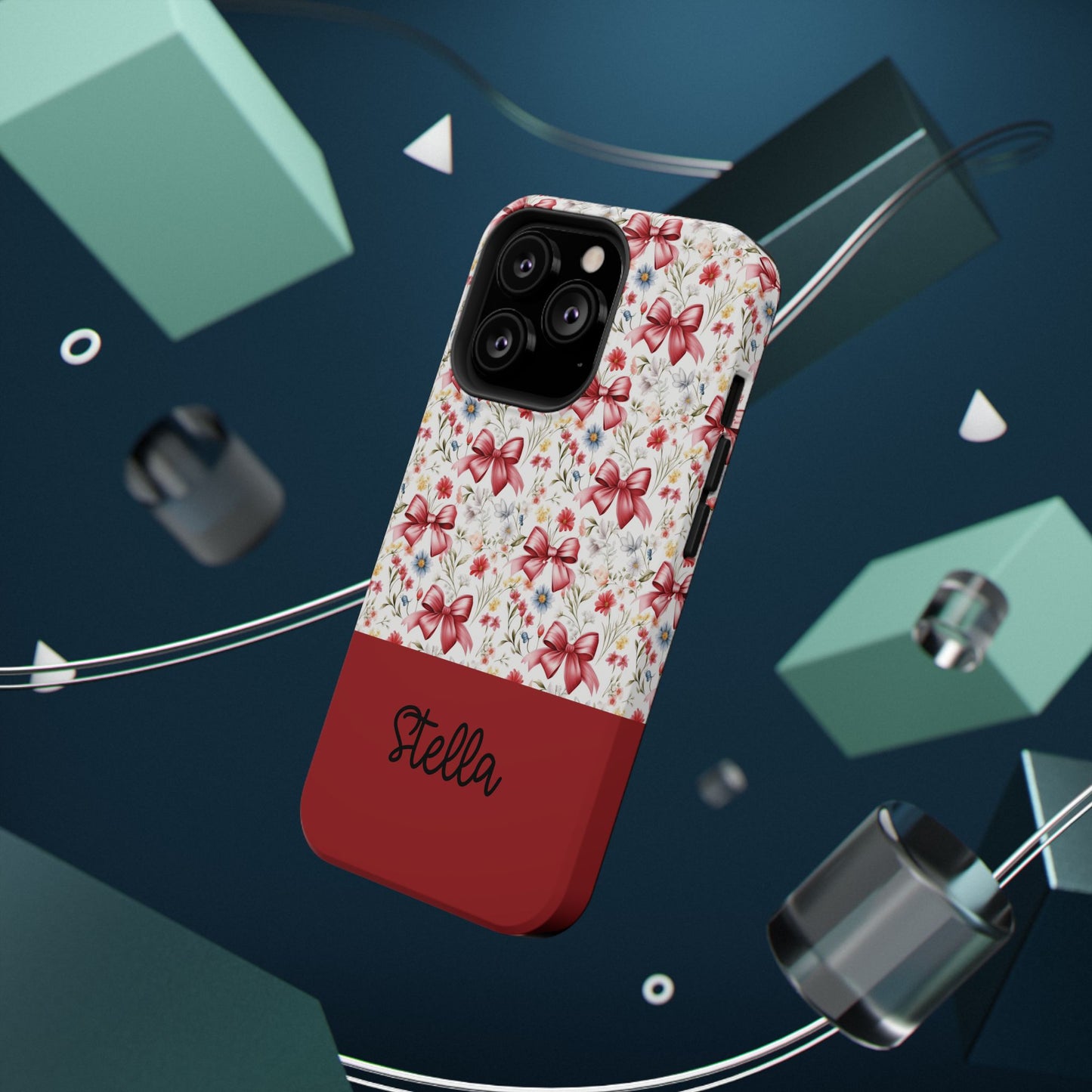 Personalized Rosette Coquette Floral Bow iPhone and Samsung Impact-Resistant Case — Custom Name Case