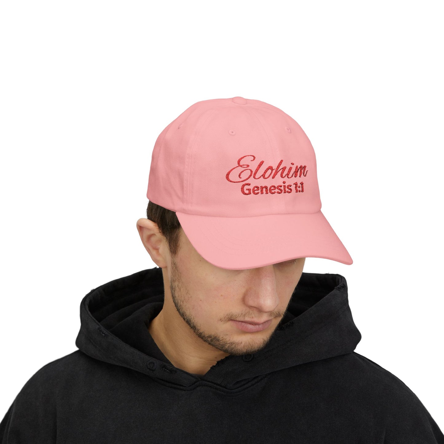 Classic Embroidery Dad Cap with 'ELOHIM, GENESIS 1:1' - Faith-Based Hat, Casual Wear, Gift for Dad, Christian Accessory, Summer Fashion