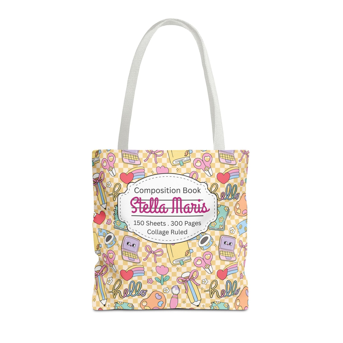 Personalized Doodle Daydream Composition Book Inspired Tote Bag, Back to School Tote, Teacher Gift, Kids Bag, Custom Name Bag, Educational Accessories, Back to School Tote Bag.