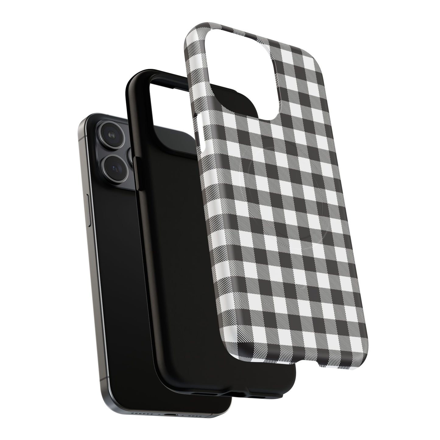 Black and White Gingham Phone Case, Tough Magnetic Cases, Stylish Phone Cover, Gift for Her, Trendy Phone Accessory, Checkered Print