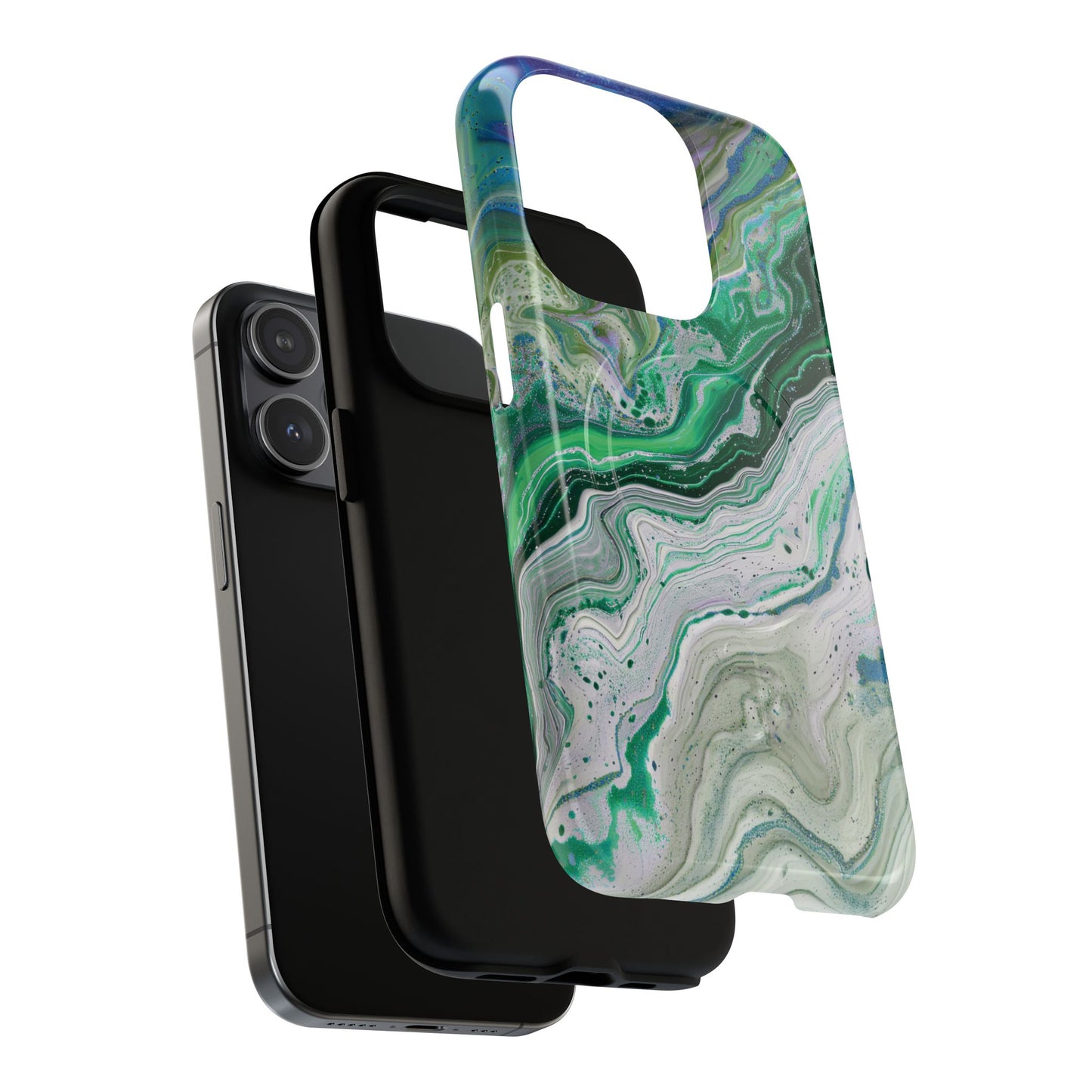 Marbled Tough iPhone Case, Magnetic Protector, Stylish Tech Accessory, Durable iPhone Cover, Unique Gift Idea