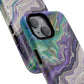 Stylish Purple Acrylic Tough Magnetic iPhone Cases, Unique Protective Cases for iPhone, Colorful Marble Design, Great Gift for iPhone Lovers