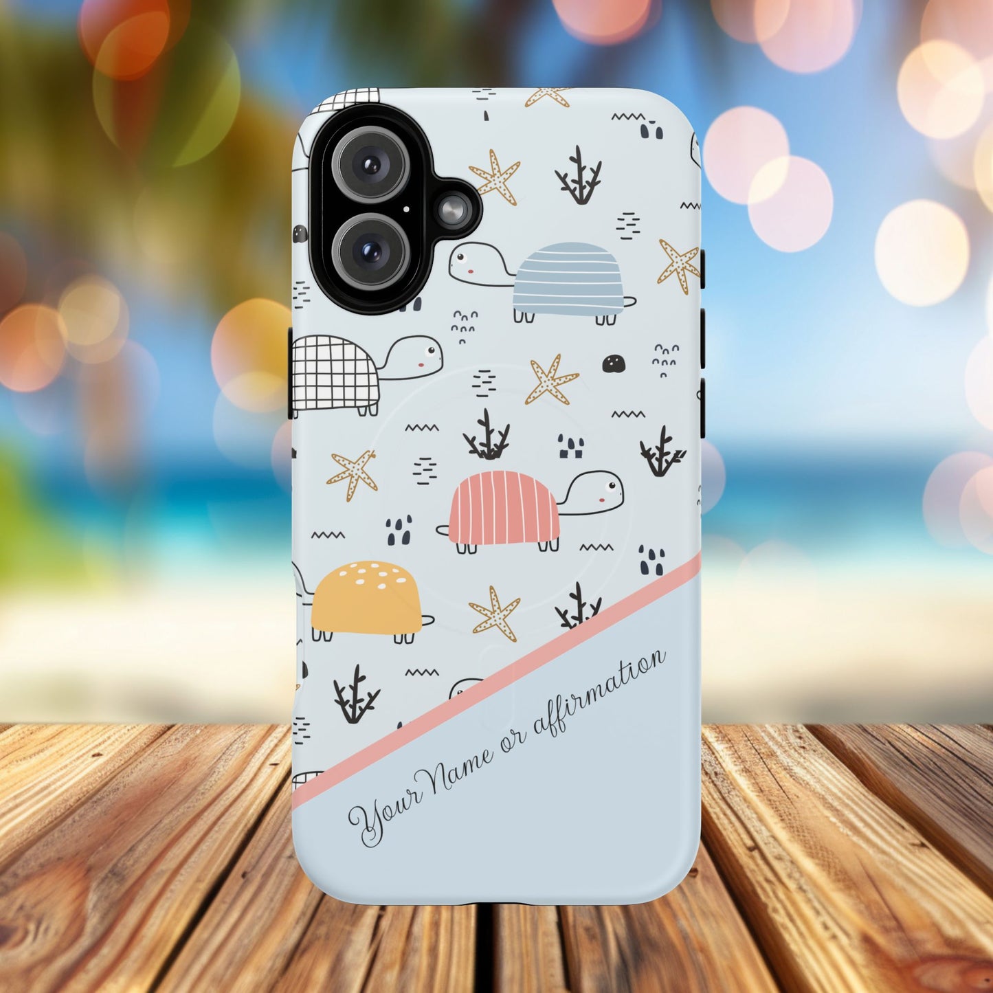 Personalized Cute Turtle Tough Magnetic MagSafe® Cell Cover, Ocean Theme Case, Sea Life Gift for Beach Lovers, iPhone® 13, 14, iPhone 15, iPhone 16, iPhone 17, Pro, Pro Max, Plus Cases.
