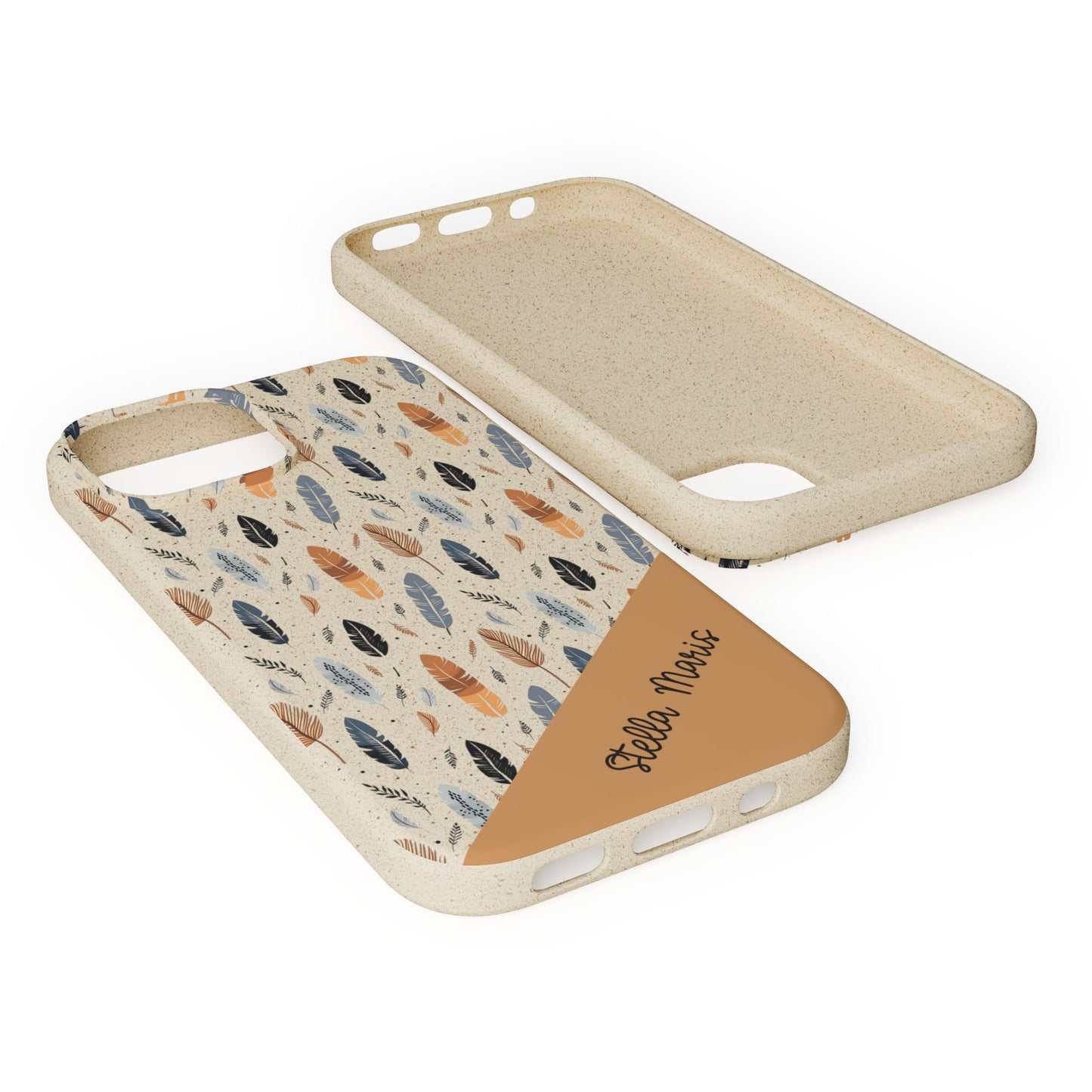 Personalized Whispering Feathers Samsung and iPhone Biodegradable Case, Custom Name Case.