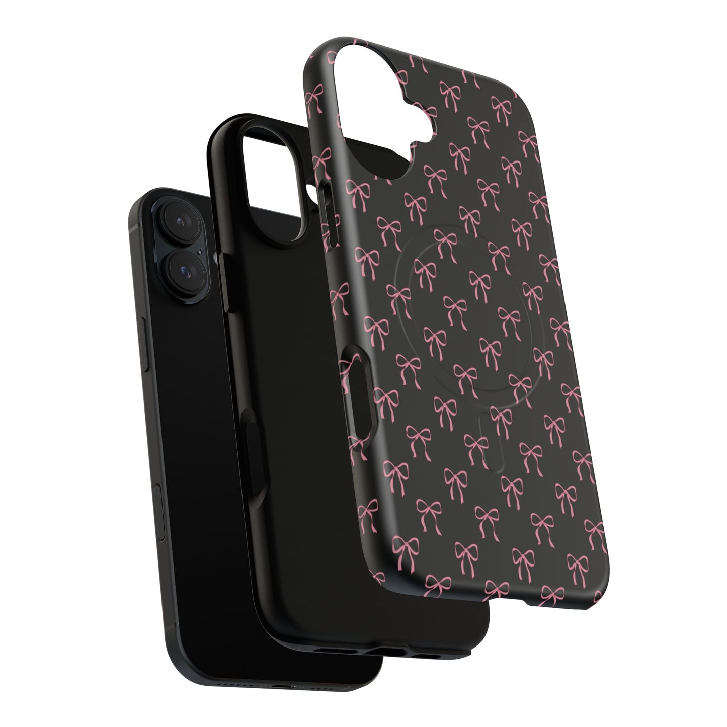 Coquette Chic Bow-Patterned Tough Magnetic iPhone Case, Stylish Gift for Her, Protective iPhone Cover, Trendy Accessory, iPhone Birthday Gift, Fashionable Tech
