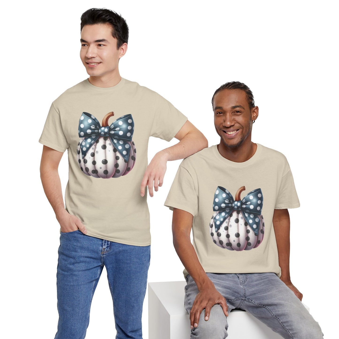 Polka Dot Pumpkin Charm Unisex Heavy Cotton Tee