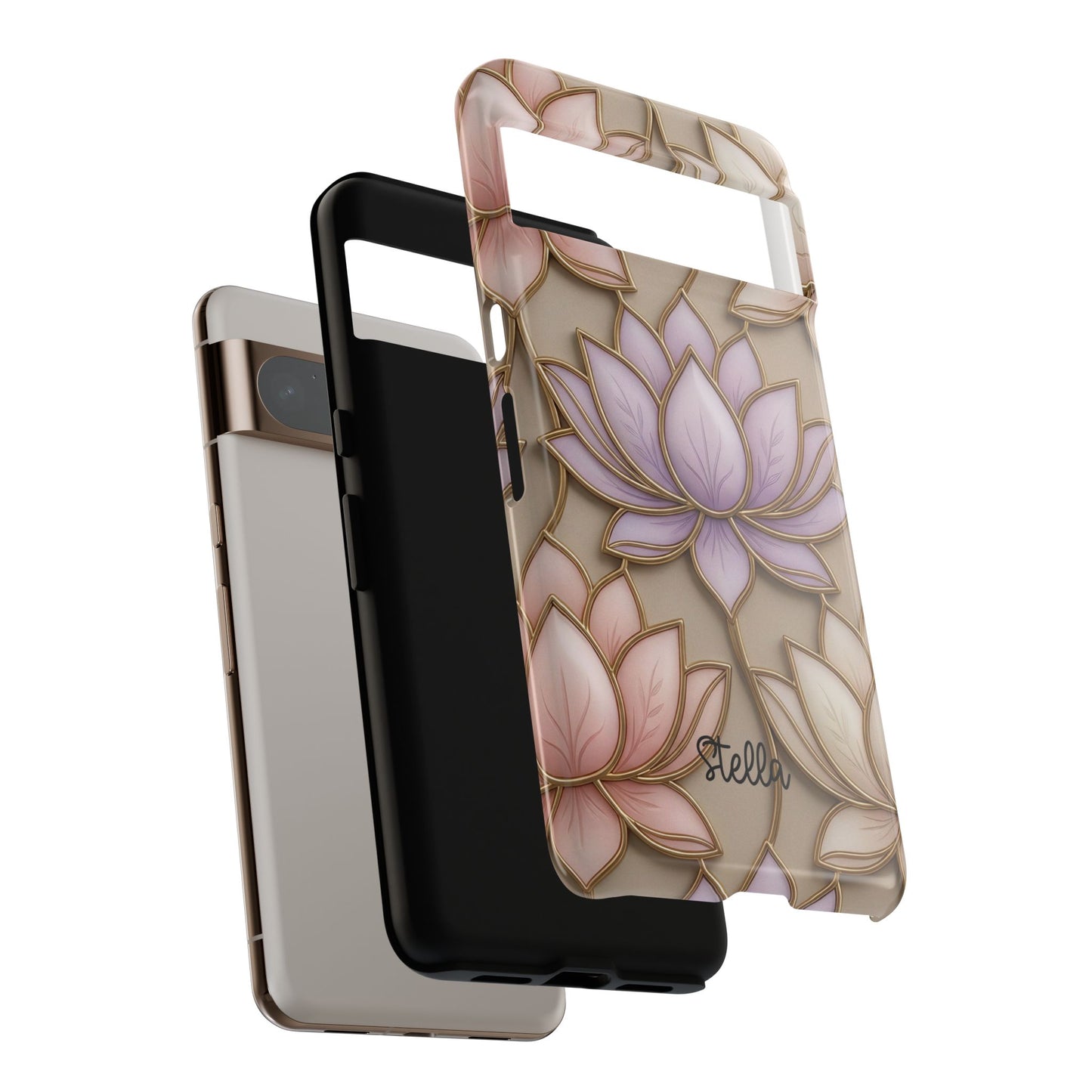 Personalized Lotus Floral Stained Glass Effect Tough Phone Case