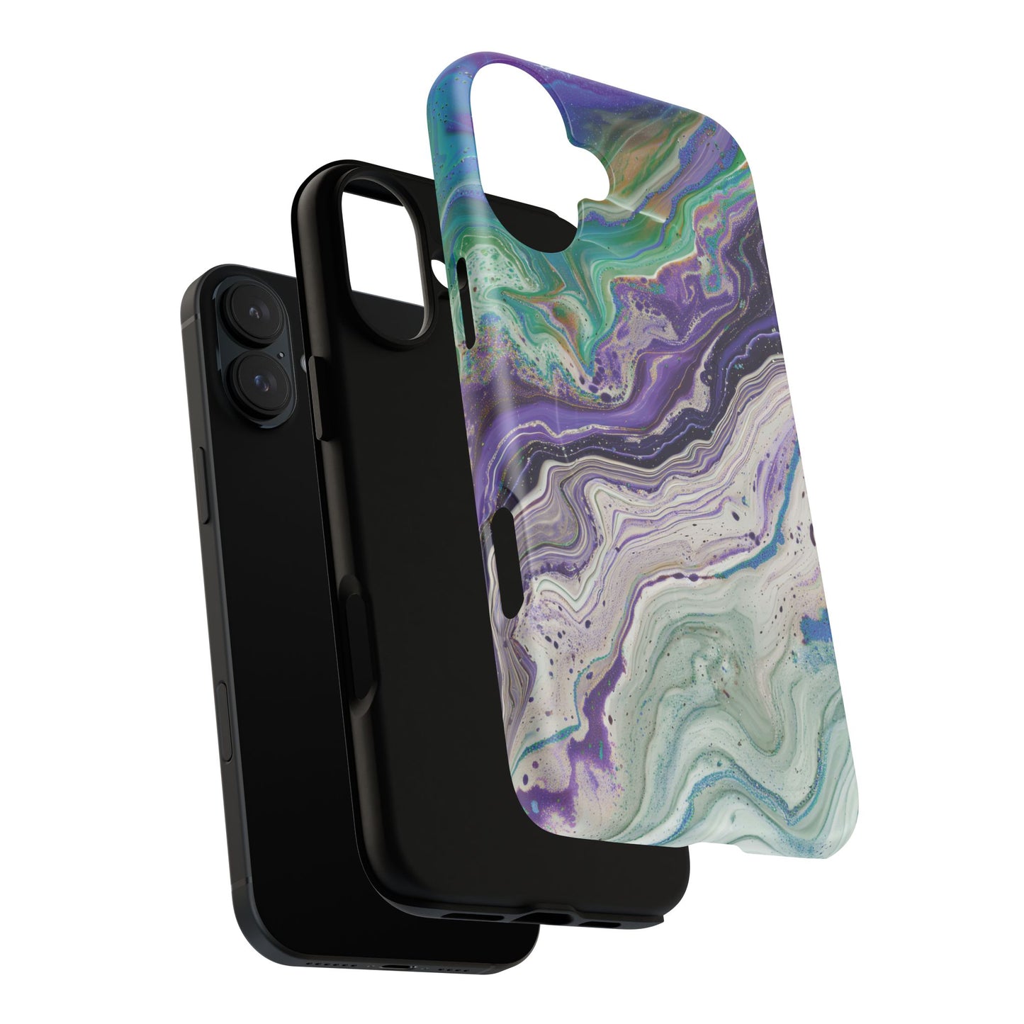 Stylish Purple Acrylic Tough Magnetic iPhone Cases, Unique Protective Cases for iPhone, Colorful Marble Design, Great Gift for iPhone Lovers