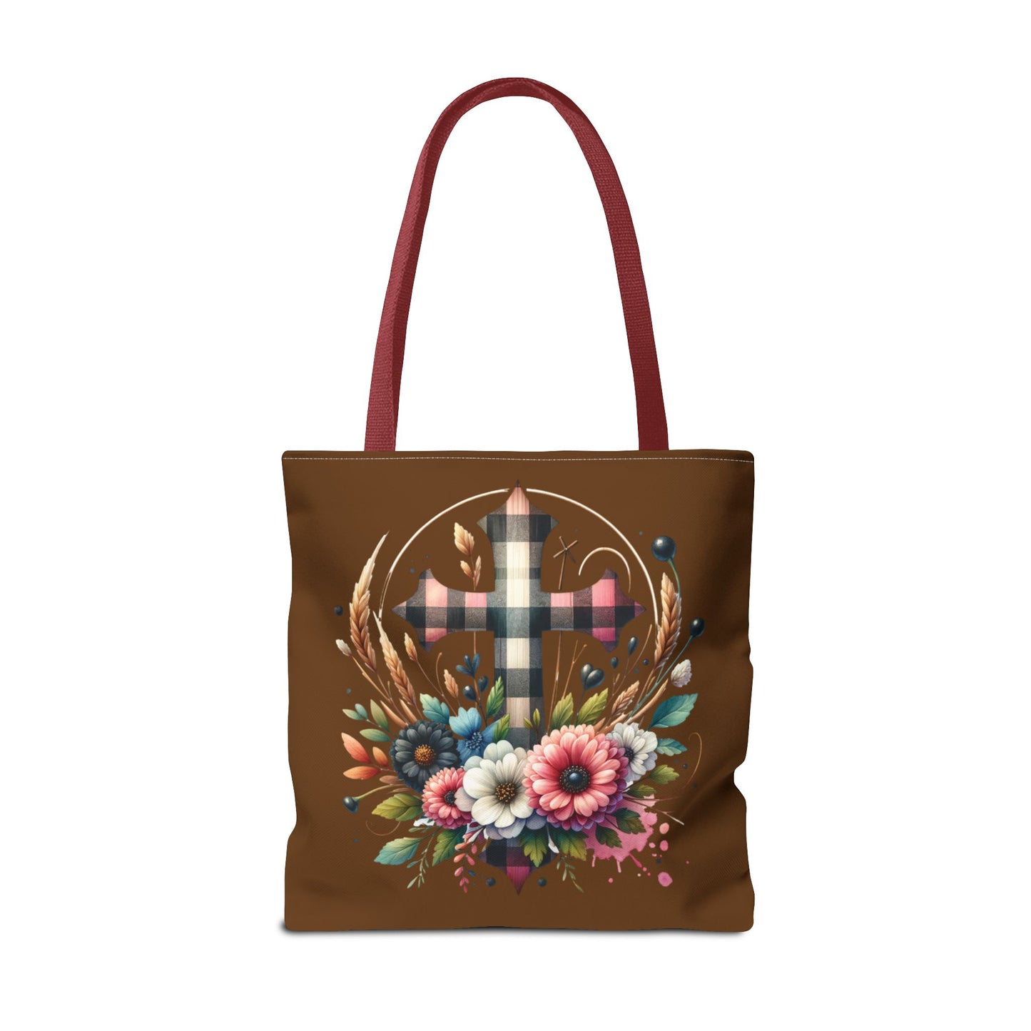 Faith and Floral Cross Heart Tote Bag