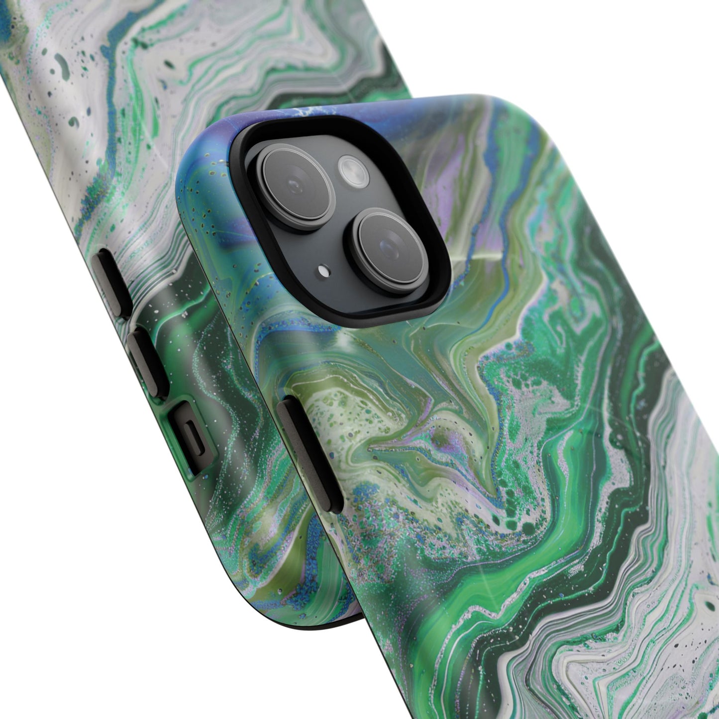 Marbled Tough iPhone Case, Magnetic Protector, Stylish Tech Accessory, Durable iPhone Cover, Unique Gift Idea