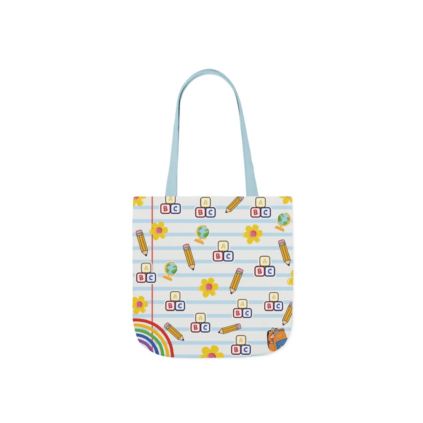 Personalized White Schoolyard Chic Composition Book Inspired Canvas Tote Bag with Colorful Straps, Cute School Bag, Eco-Friendly Tote, Back to School Shopping Bag, Teacher Gift Idea