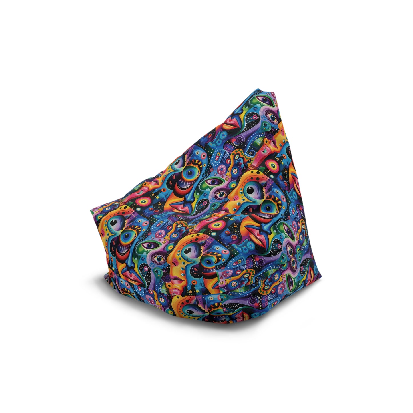 Psychedelic Visions Vibrant Artistic Bean Bag Chair Cover - Colorful Abstract Design for Cozy Spaces