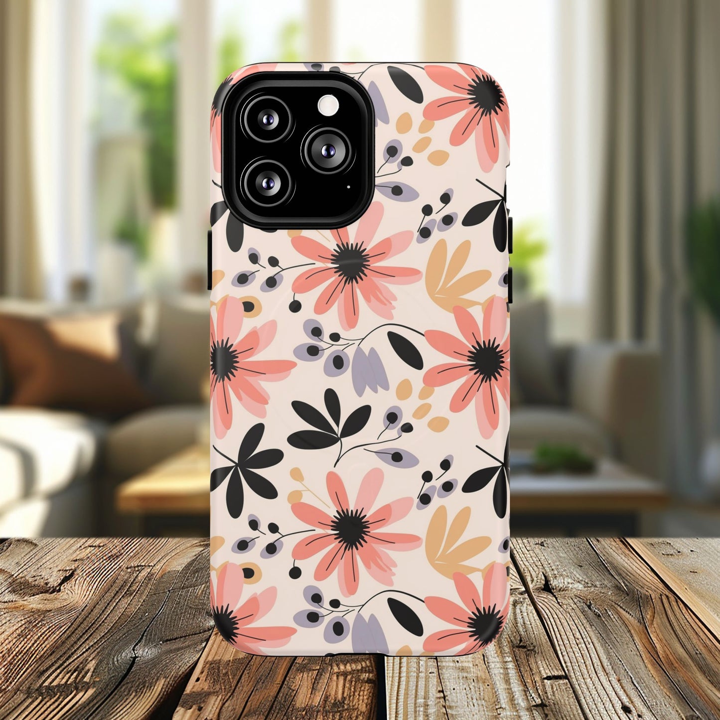 Stylish Soft Petal Noir iPhone Case, Floral iPhone Accessory for Her, Tough iPhone Magnetic Cases, Trendy iPhone Cover, Gift for Friends, Summer Vibes