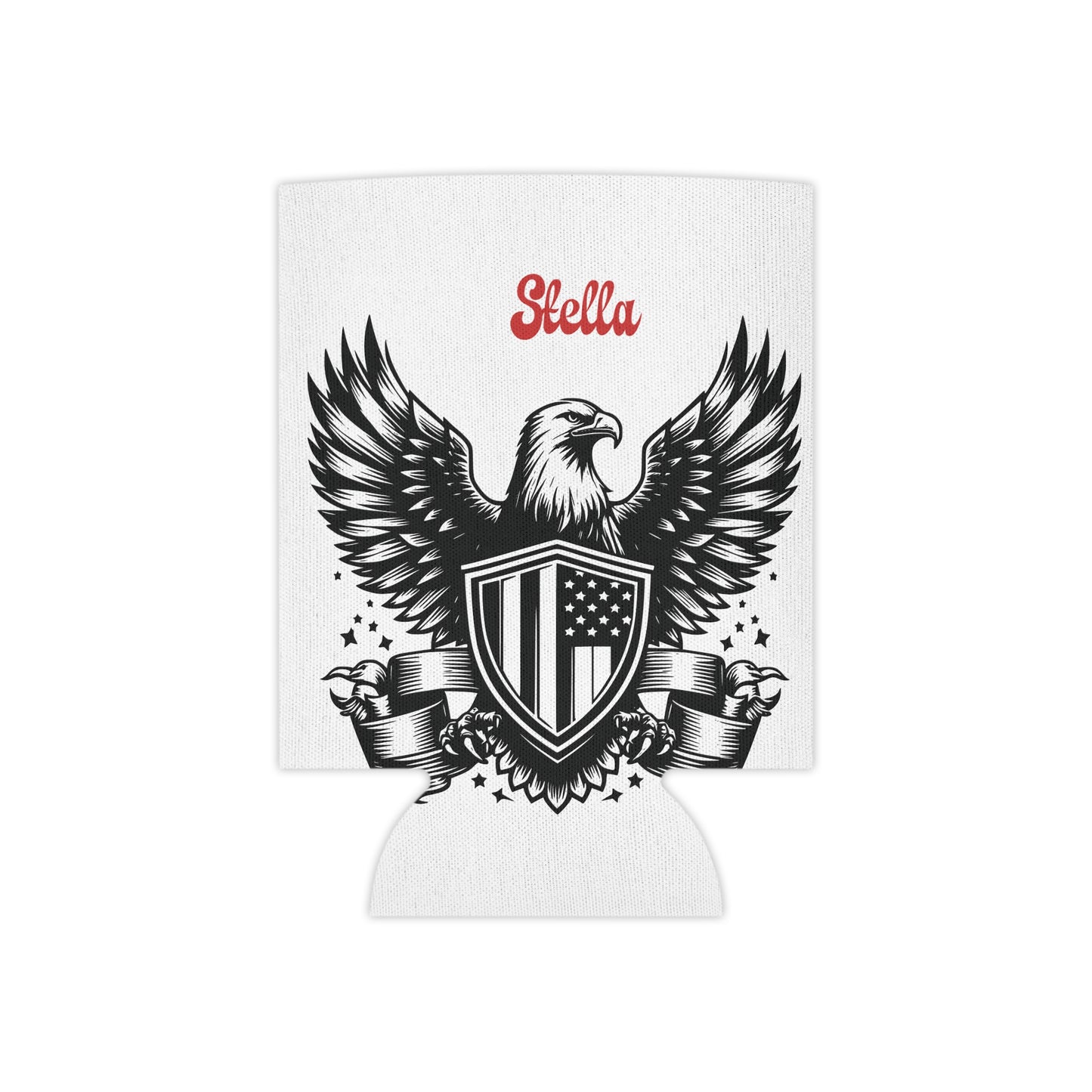 Personalized Patriotic Eagle with Shield Design Can Cooler — (Custom Name)