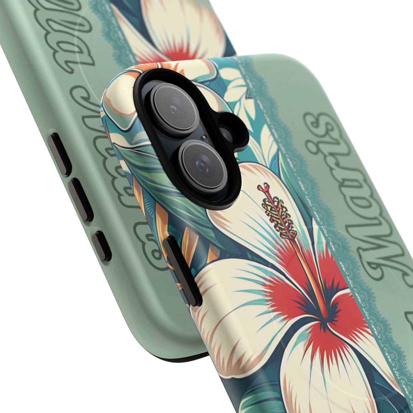Personalized Tropical Floral Phone Case – Stylish Tough Magnetic Cases for iPhone, Customizable with Names, Perfect Gift for Nature Lovers