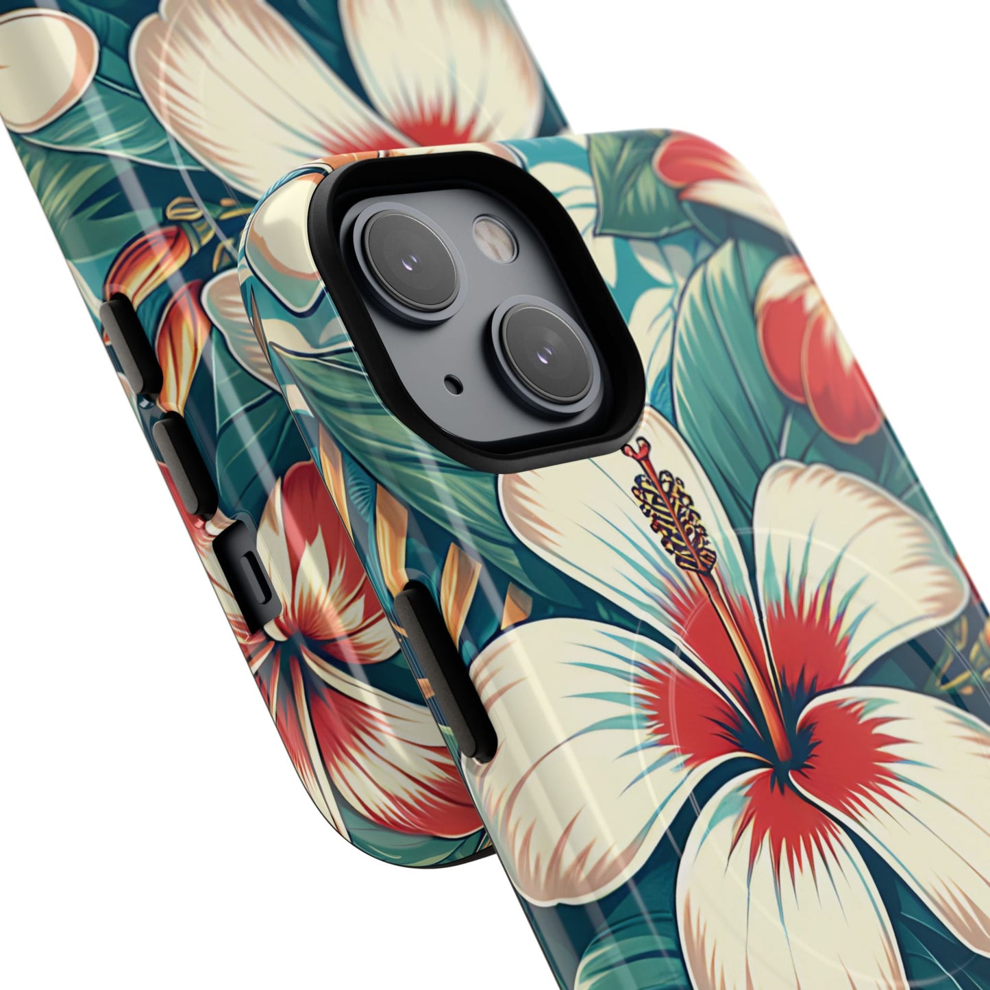 Tough Floral Phone Case, Tropical Hibiscus Design, Gift for Her, Summer Accessory, Customizable Phone Cover