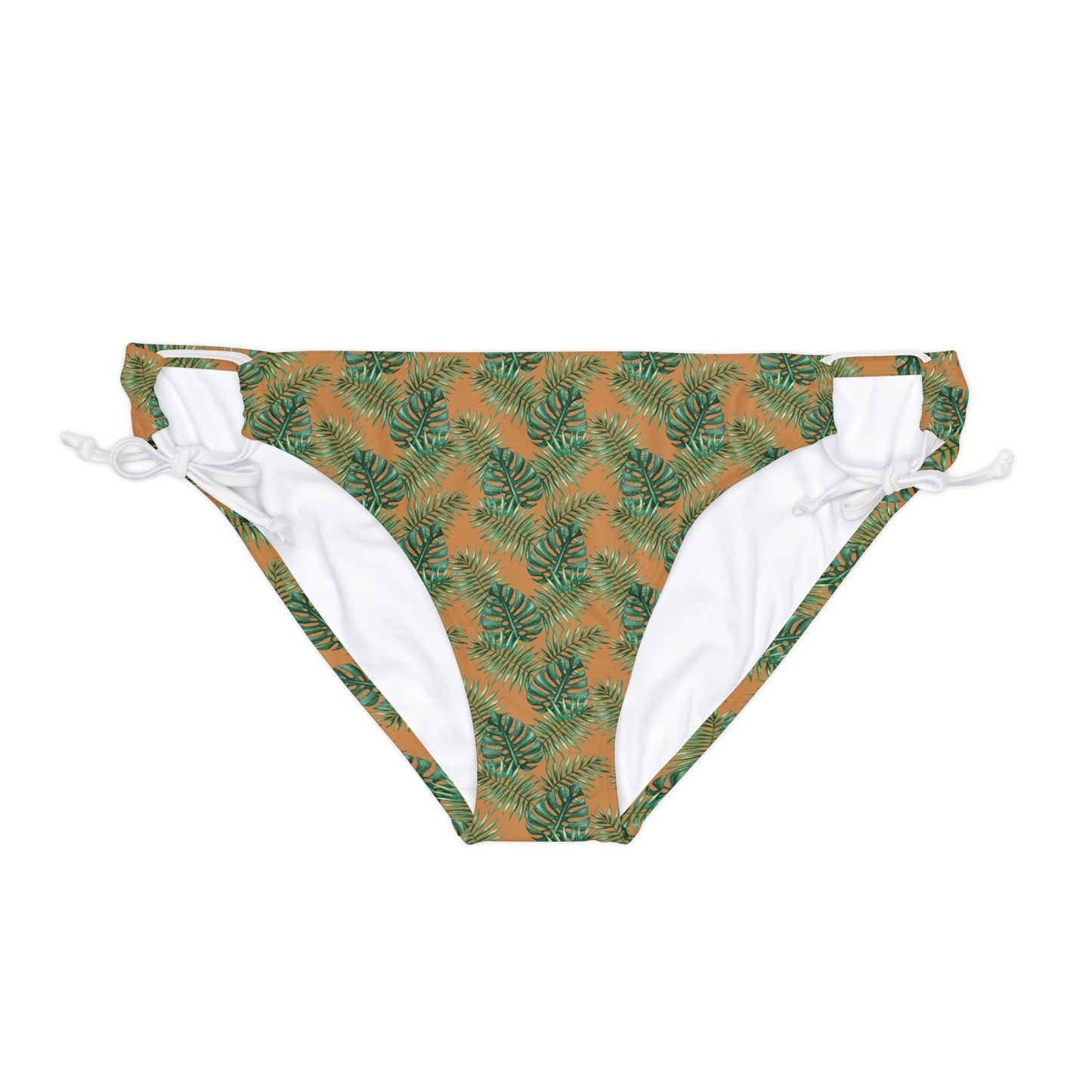 Brown Tropical Bliss Loop Tie Side Bikini Bottom (AOP)