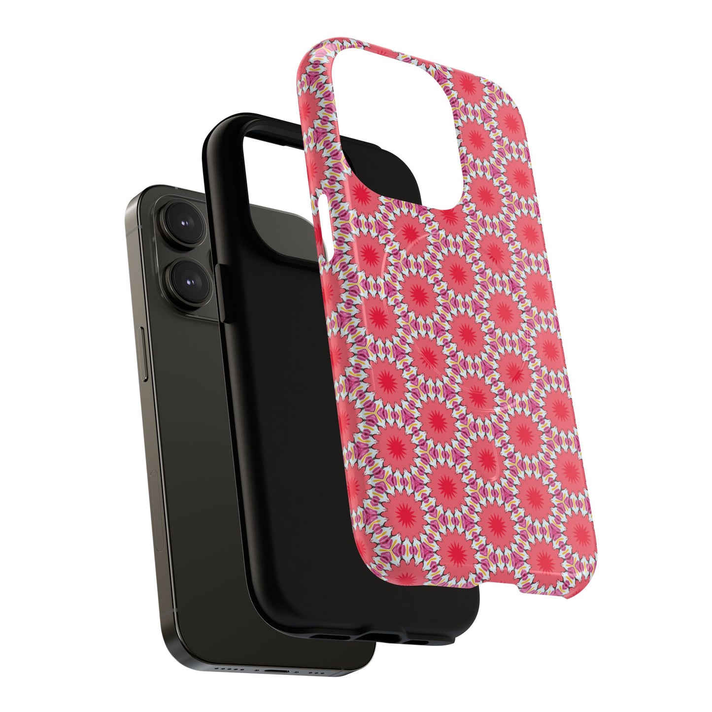 Roseburst Mosaic Vibrant Flower Pattern iPhone Case, Stylish iPhone Cover, Tough Magnetic Case, Floral Gift, Trendy Accessory for Her