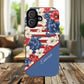 Personalized Stars, Stripes & Petals Tough Magnetic MagSafe Case, Patriotic Cover, Floral Design, Durable Protection, Gift for Her, Summer Vibes