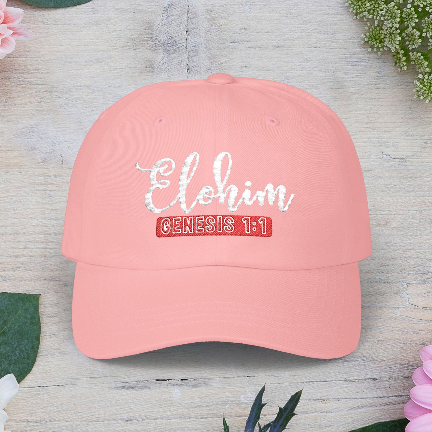 Classic Embroidery Dad Cap with 'ELOHIM, GENESIS 1:1' - Faith-Based Hat, Casual Wear, Gift for Dad, Christian Accessory, Summer Fashion