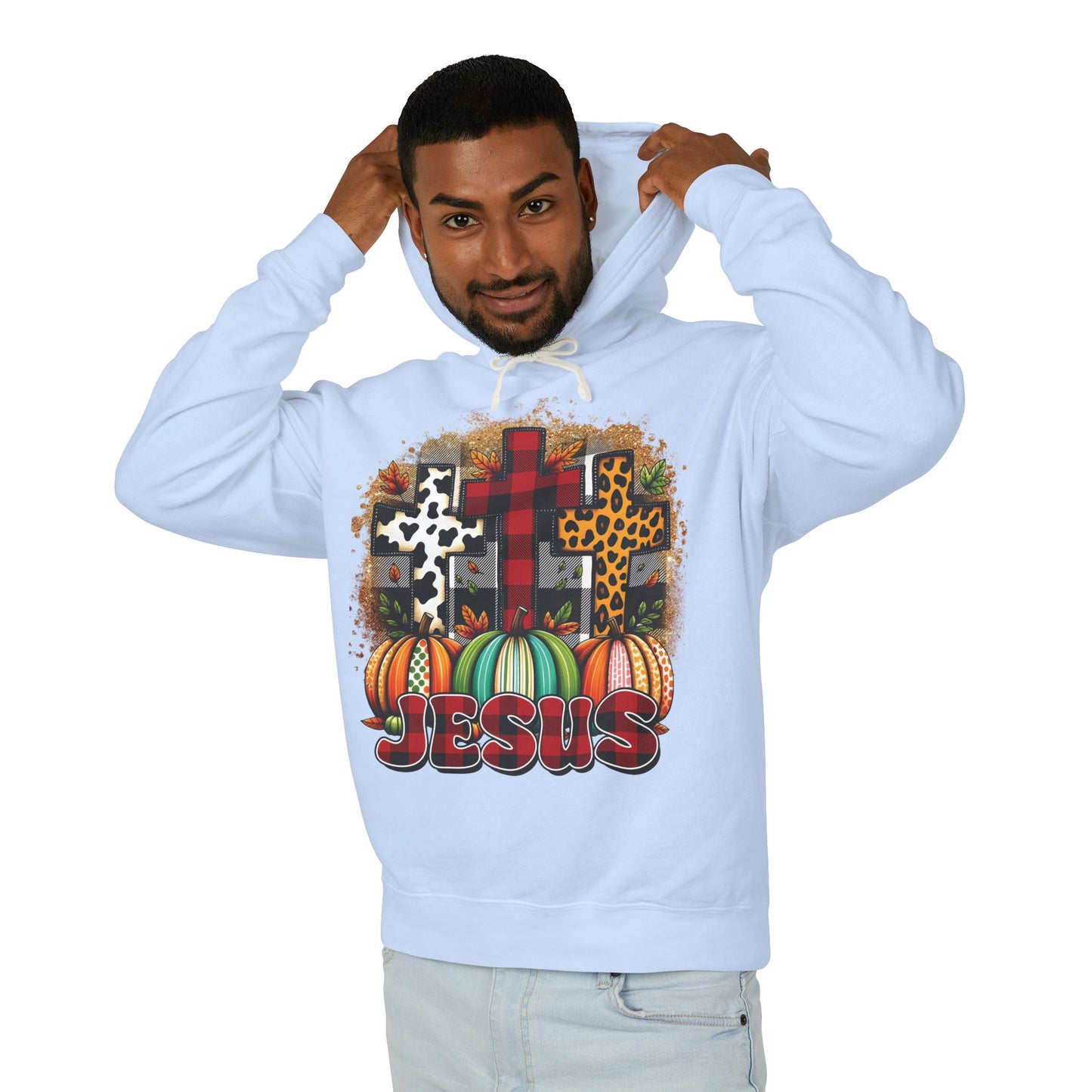 Faithful Harvest Cross Unisex Lightweight Hooded Sweatshirt