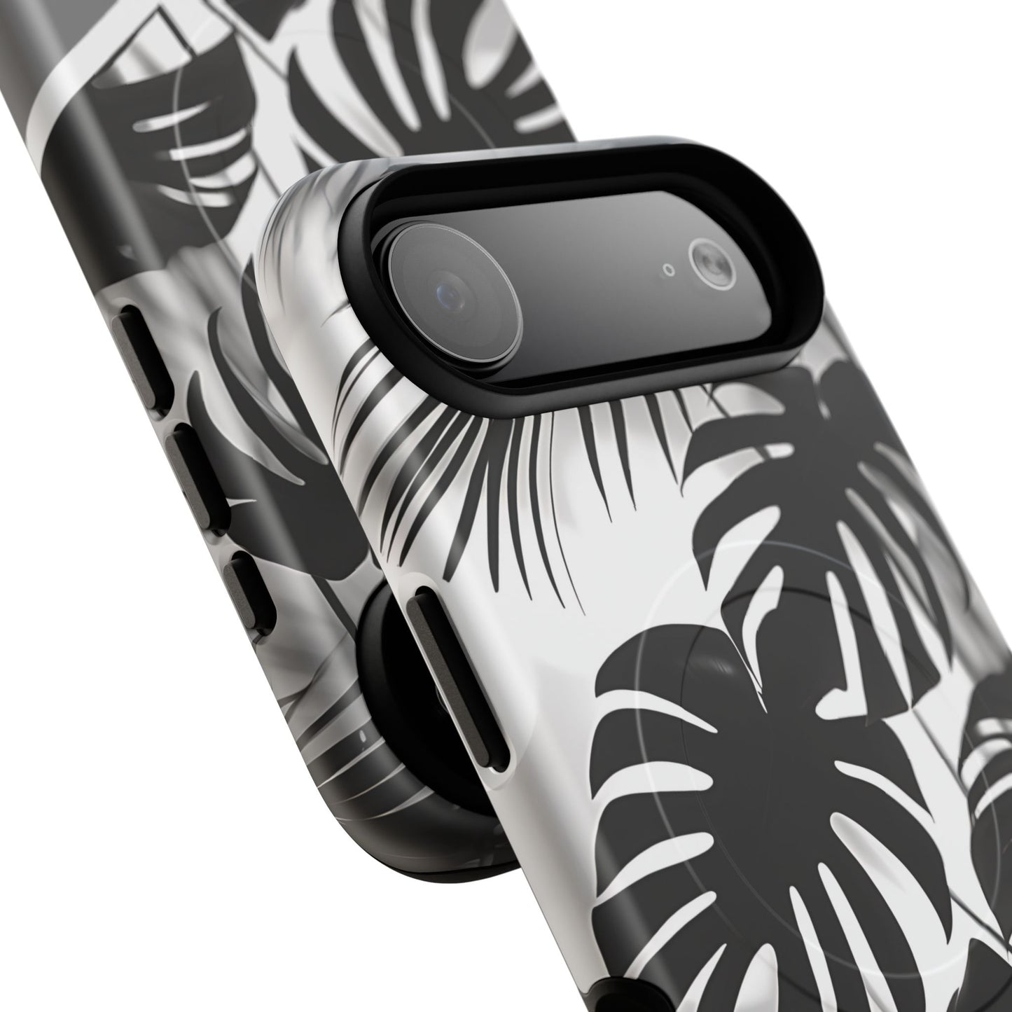 Personalized Monochrome Monstera Tropical Phone Case - Tough Magnetic MagSafe® Cases, Gifts for Nature Lovers, Stylish Phone Accessories, Gifts for Her.
