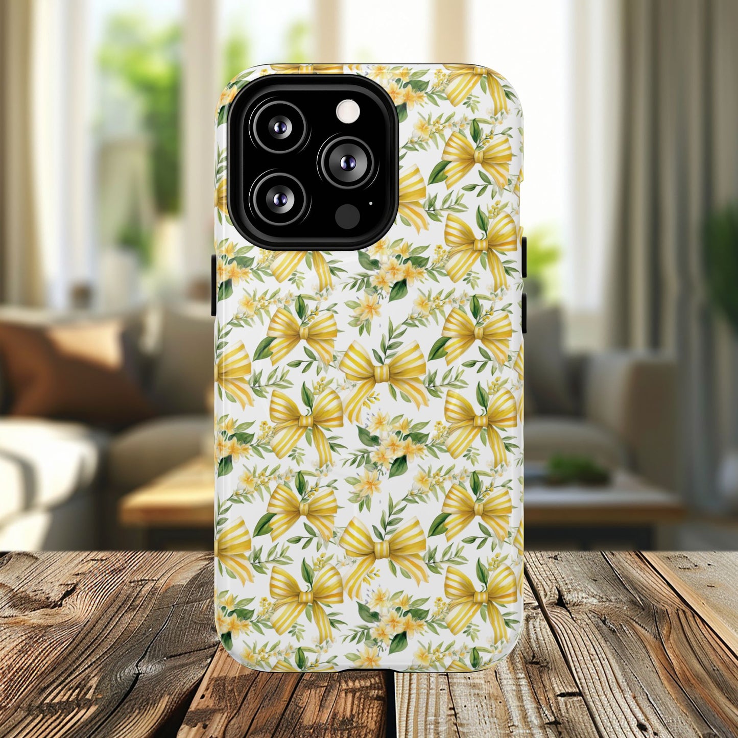 Sunshine Coquette Bows Tough Magnetic iPhone Case, Durable iPhone Cover, Girly Tech Accessory, Nature-Inspired Gift for Her, Spring Decor