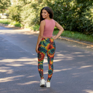 Rainbow Swirl Tie and Dye Women's Casual Spandex Leggings (AOP)