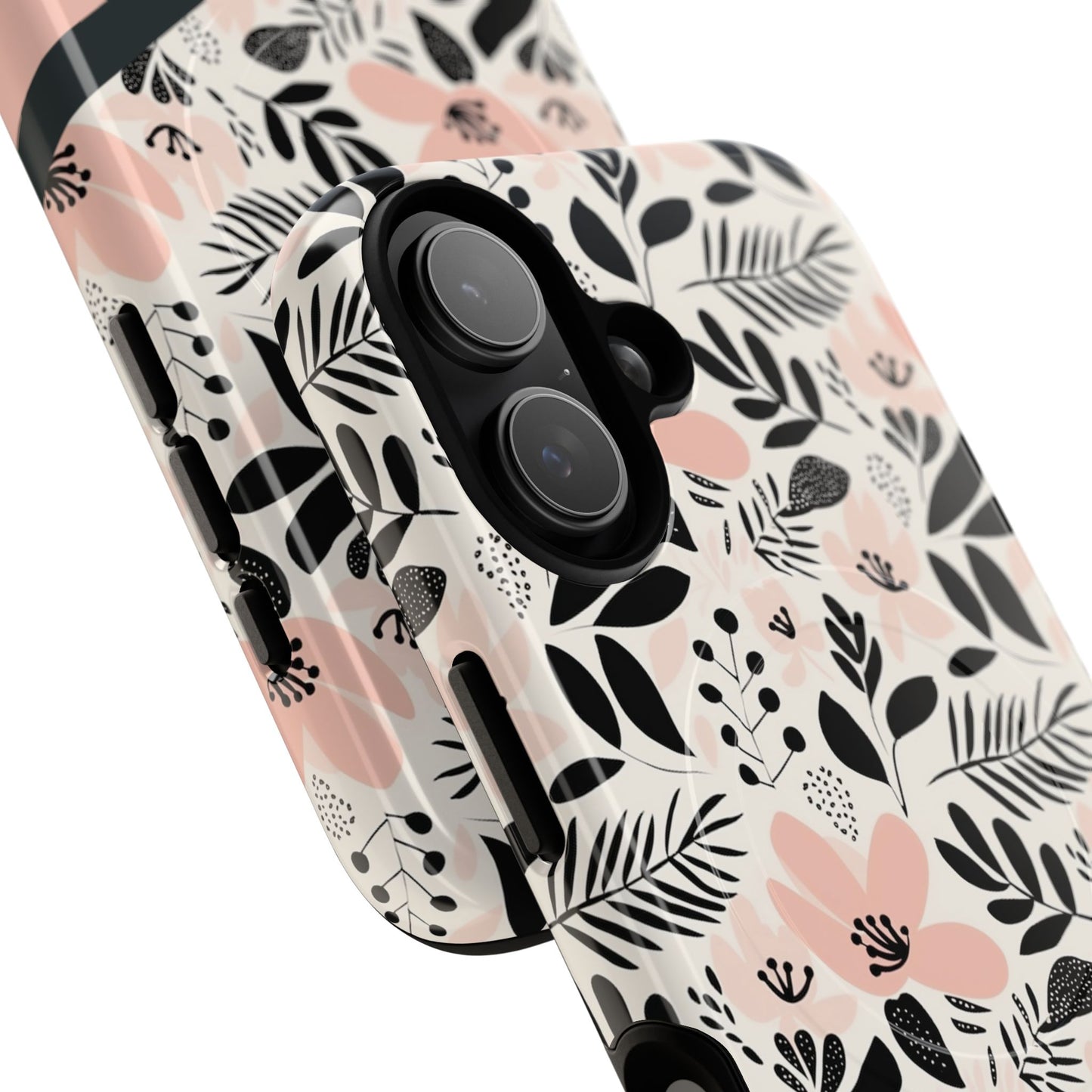 Personalized Floral Blush Garden Whisper Tough Magnetic MagSafe® iPhone® 13, 14, 15, 16, 17, Pro, Pro Max, Plus Cases (Custom Name).
