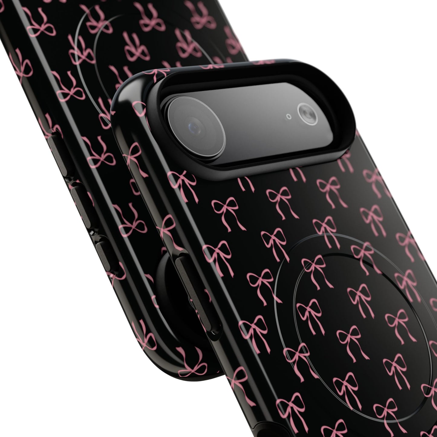 Coquette Chic Bow-Patterned Tough Magnetic iPhone Case, Stylish Gift for Her, Protective iPhone Cover, Trendy Accessory, iPhone Birthday Gift, Fashionable Tech