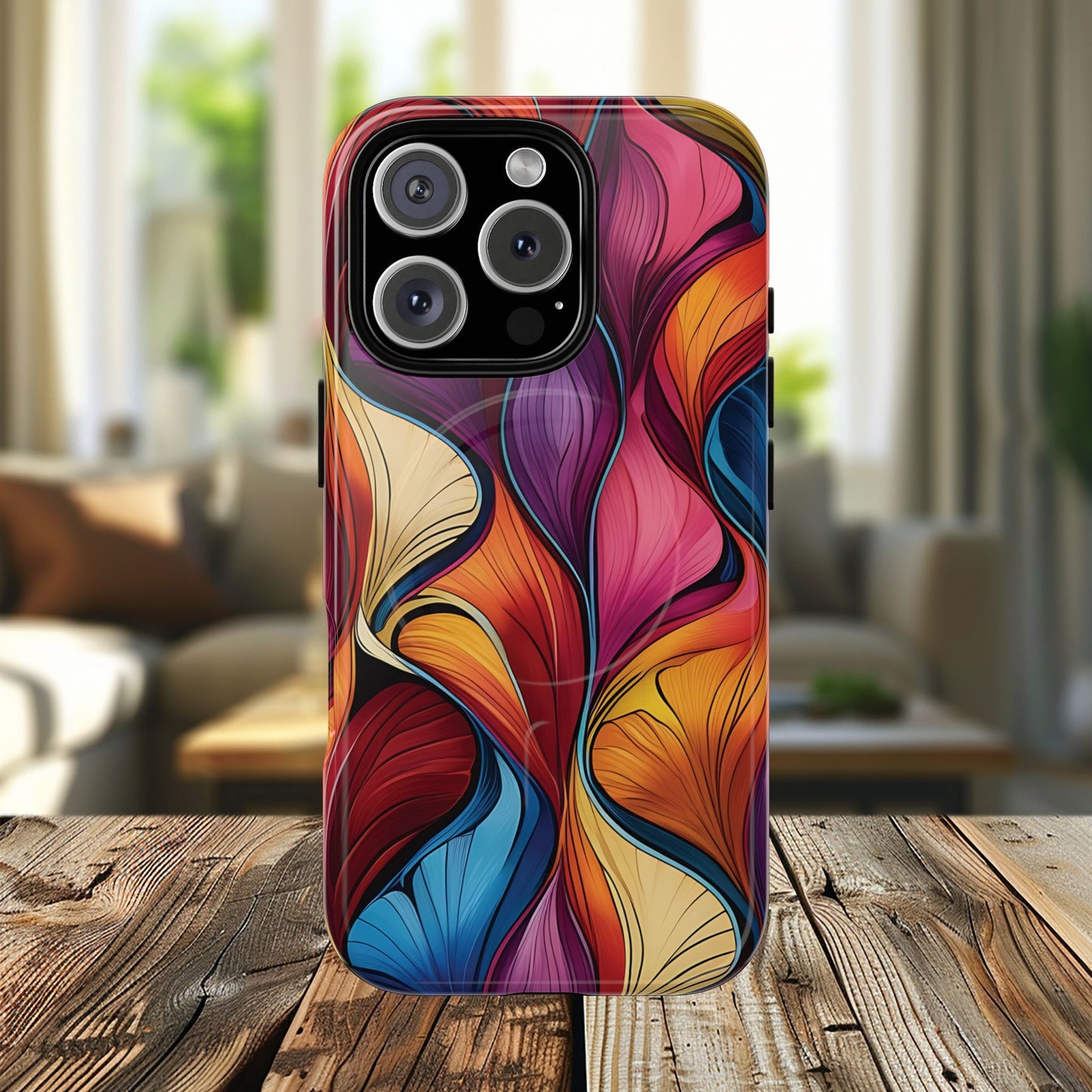 Vibrant Leaf Wave Tough Magnetic Phone Case, Vibrant Smartphone Cover, Unique Protective Case for Gifts, Phone Accessories, Trendy Design