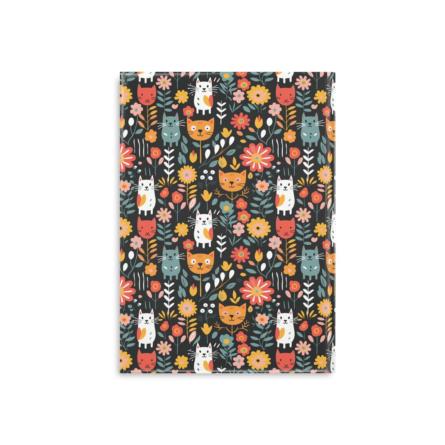 Whimsical Feline Garden Hardcover Notebook with Puffy Covers