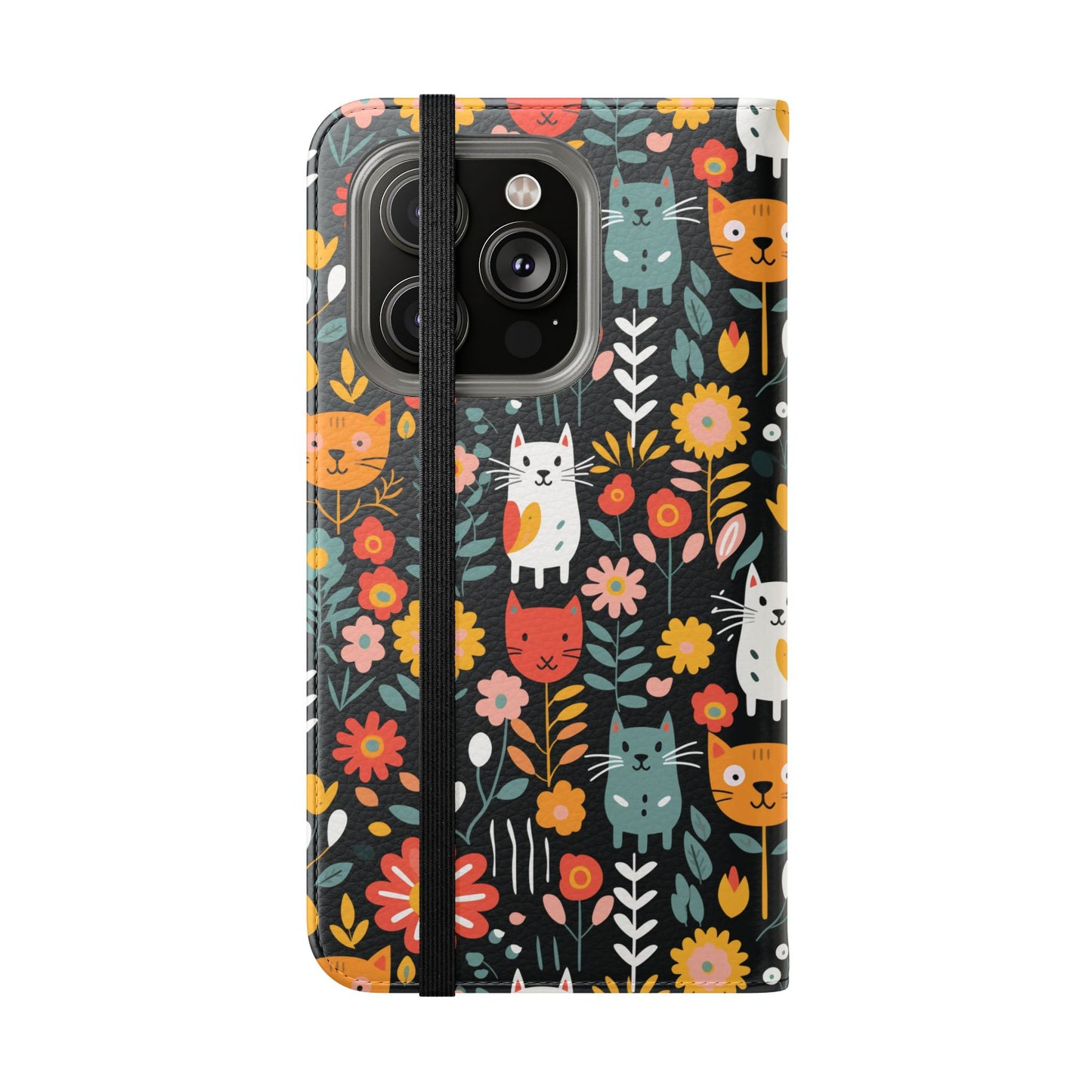 Whimsical Feline Garden iPhone and Samsung Flip Cases