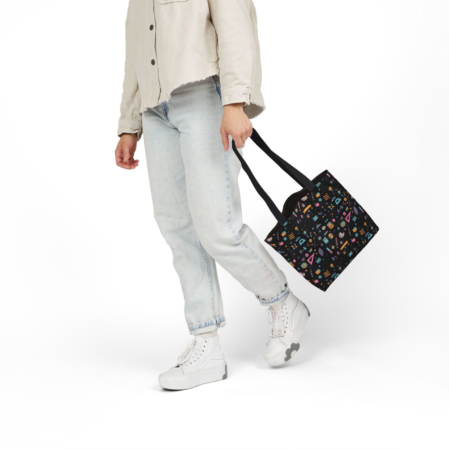 Personalized Chalkboard Chic Composition Book Inspired Canvas Tote Bag with Colorful Straps, Cute School Bag, Eco-Friendly Tote, Back to School Shopping Bag, Teacher Gift Idea