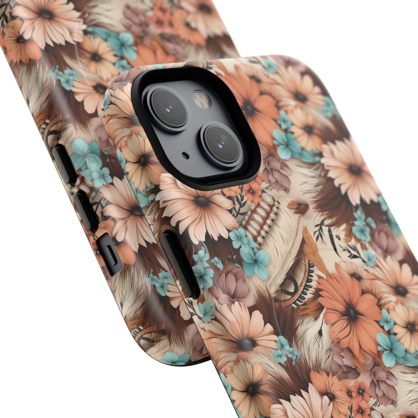 Spirit in Bloom Tough iPhone Magnetic Cases, Cute iPhone Accessories, Flower Design, Gifts for iPhone 14, 15, 16, 17, Pro Max, Boho Style, Western Style