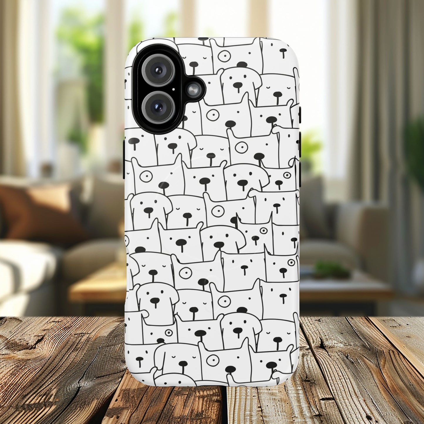 Cute Woof Line-Up iPhone Case, Tough Magnetic Case for Pet Lovers, Stylish Phone Accessory, Gift for Dog Owners, Protective Pet Case