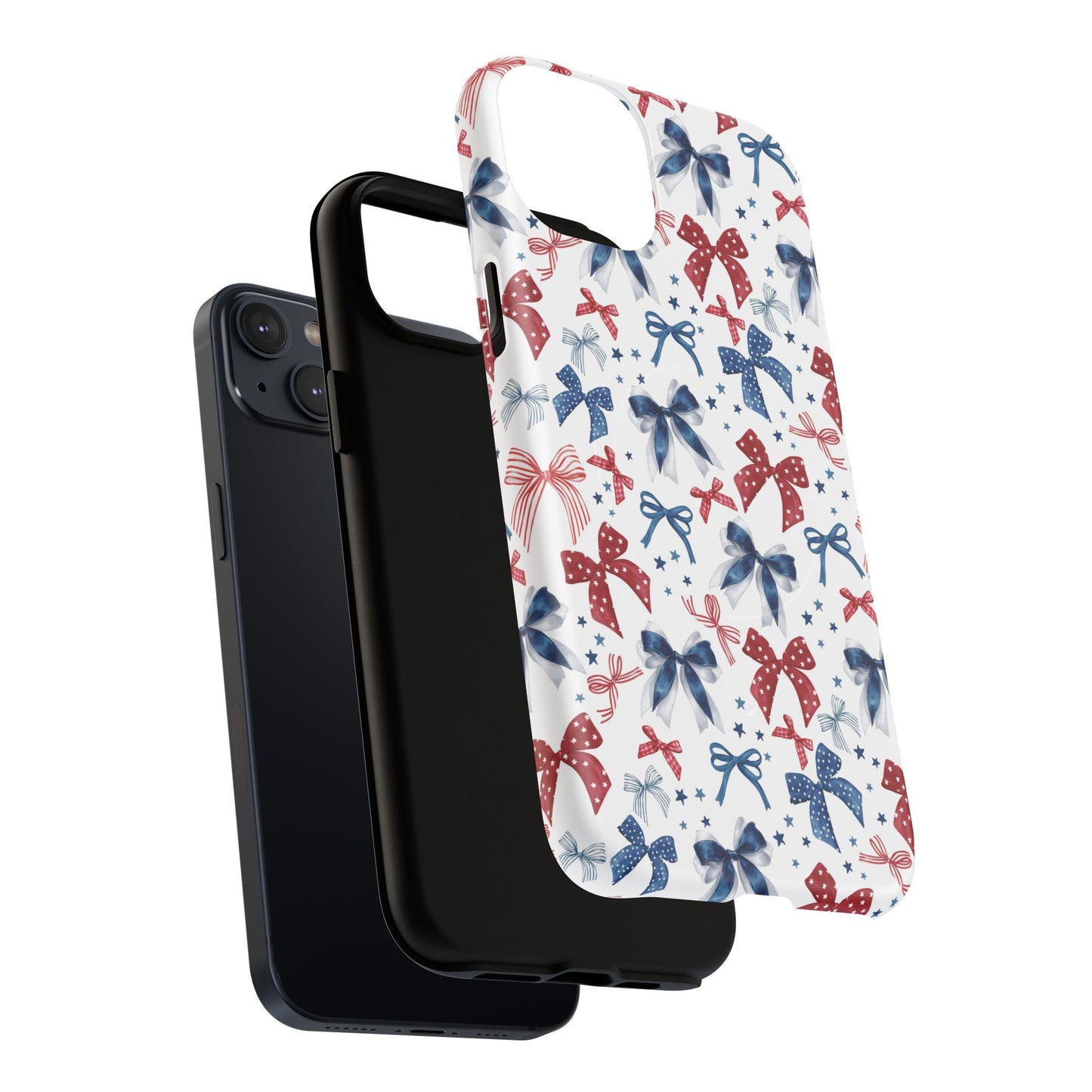 Patriotic Coquette Tough iPhone Magnetic Case, Stylish Gift for Her, Summer Celebrations, Cute Bow Design