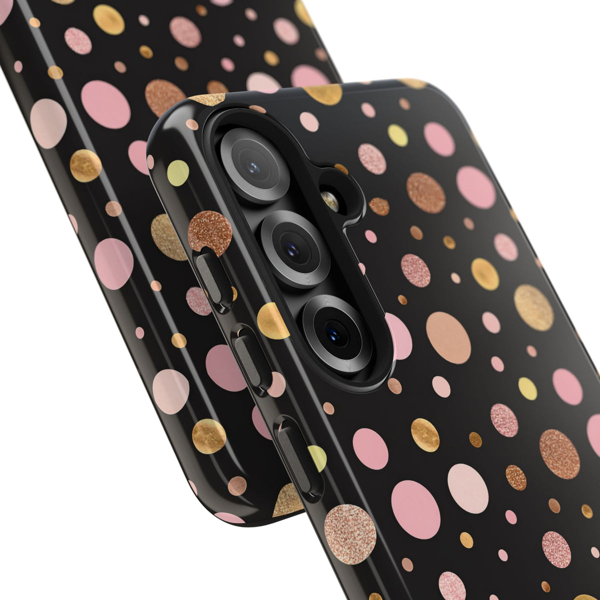 Personalized Gold & Pink Confetti Tough Phone Case — Glitter Dot Protective Phone Cover