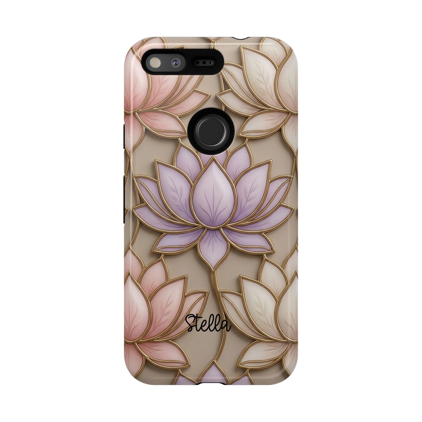 Personalized Lotus Floral Stained Glass Effect Tough Phone Case