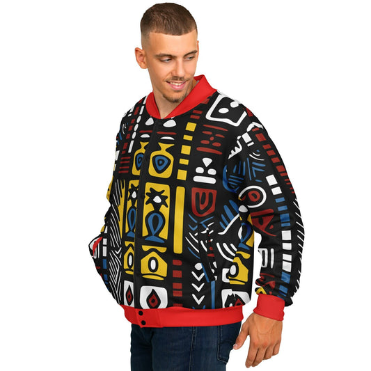 Geometric Harmony Baseball Jacket - AOP