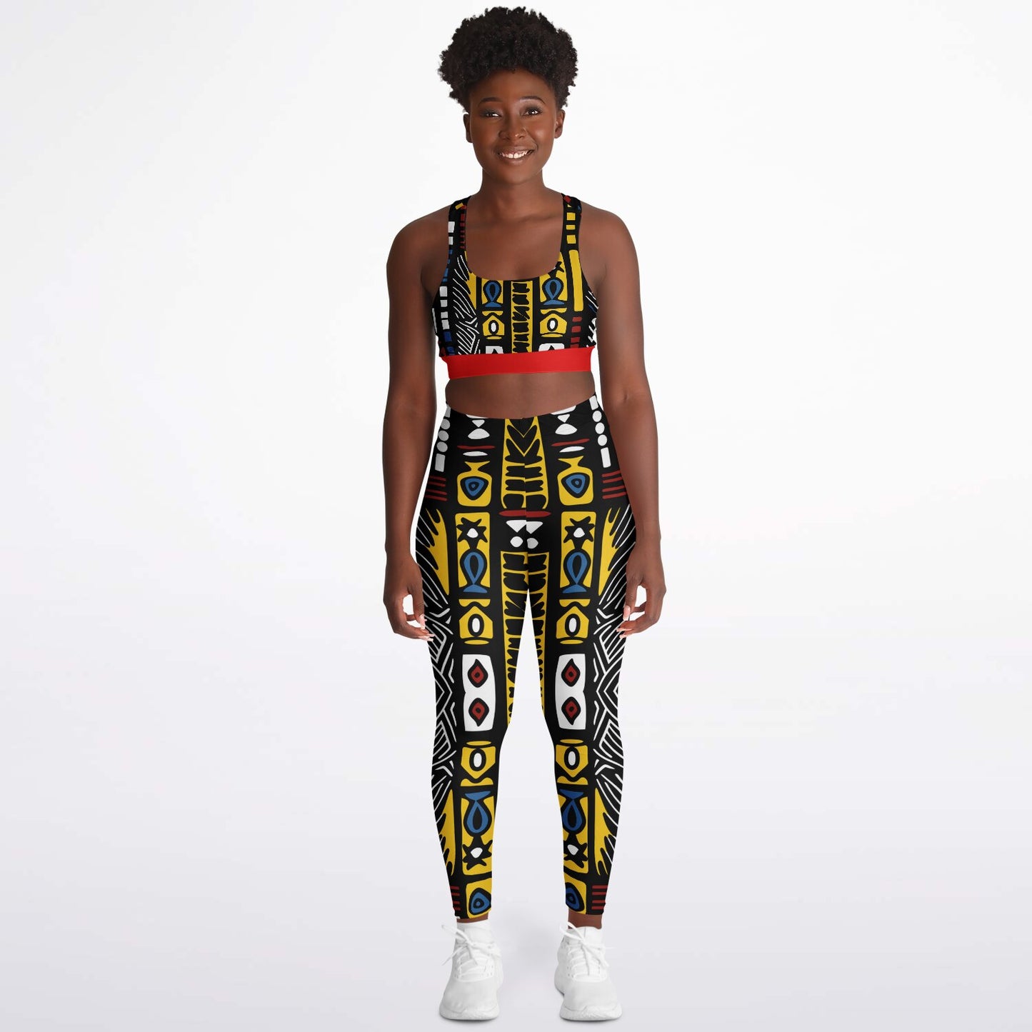 Geometric Harmony Padded Sports Bra & Leggings - AOP